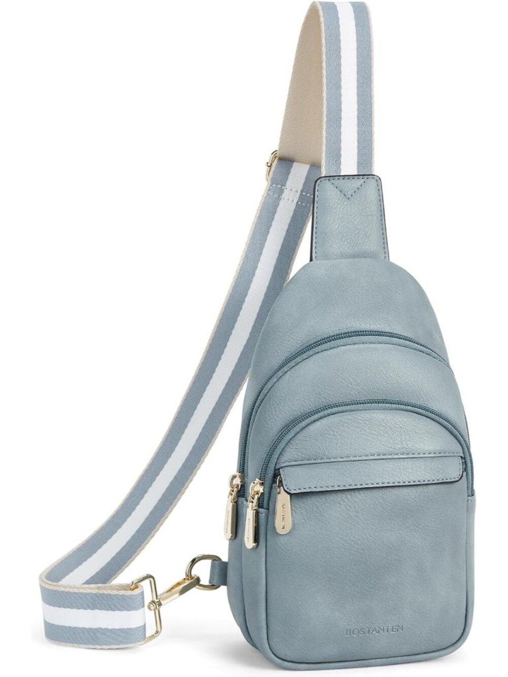 Women's Blue Leather Adjustable Strap Crossbody Fanny Pack Boho Sling Chest Bag